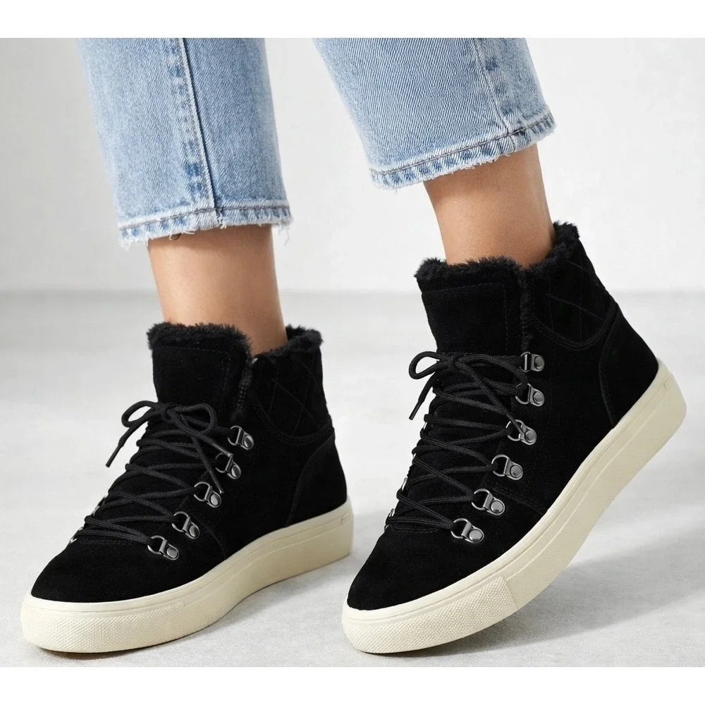 Marc Fisher High Top Shoe Suede Leather Black Women's 11